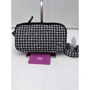 Lug Coupe XL Convertible Crossbody Belt Bag Houndstooth Black White Dog Lining